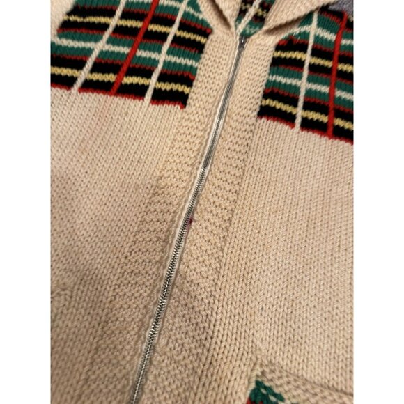 Vintage Cowichan Knit Style Multicolored Zip Up Sweater - Picture 5 of 11